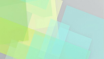 Obraz premium Abstract geometric design with translucent rectangles in green yellow and blue hues on a gradient backdrop