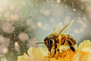 Honeybee Collecting Pollen from a Flower