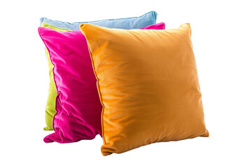 Decorative Pillow Collection in Vibrant Colors on a White Transparent Background for Stylish Home Decor
