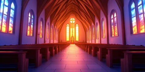 Obraz premium animation catholic church