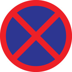 Obraz premium No parking or stopping sign. road forbidding sign. The sign stopping vehicles is prohibited. Vector illustration. 