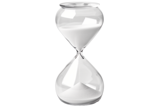 Crystal Clear Hourglass Counting Down Time on Transparent Background for Design and Creativity