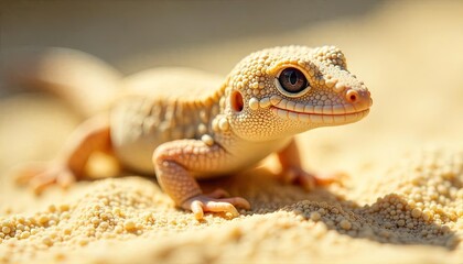 A Pale Desert Gecko Basking In Sunlight