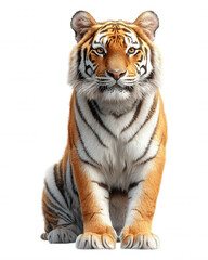 Fototapeta premium Closeup Portrait of Majestic Bengal Tiger on Neutral Background High Quality Wildlife Photo