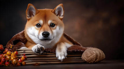  shiba inu in velvet cape