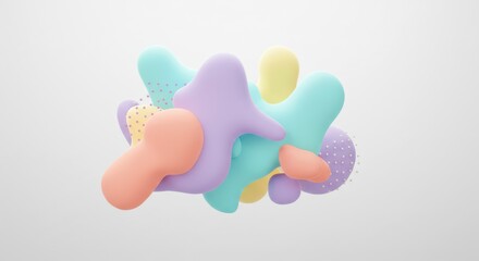 Abstract Fluid Forms: Soft, pastel-colored fluid shapes dance together, creating a visually calming and dynamic composition that is perfect for adding a touch of artistic flair to any design.