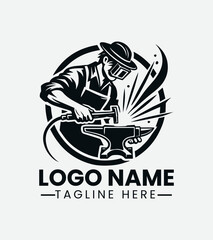 Professional Welder Logo Design, Skilled Welder Logo, Metal Fabrication Logo, Industrial Strength Logo, Forge Logo