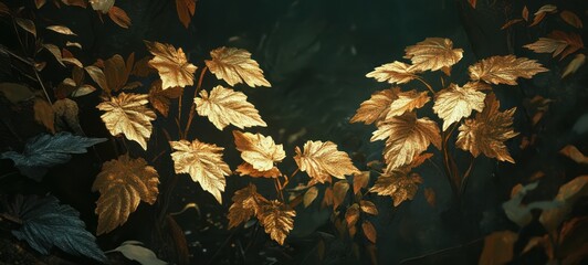 Golden autumn leaves, forest background, nature wallpaper