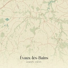 Retro map of �vaux-les-Bains, Nouvelle-Aquitaine, France. Vintage street map.