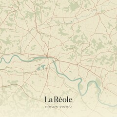 Retro map of La R�ole, Nouvelle-Aquitaine, France. Vintage street map.