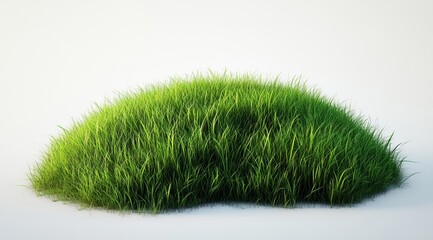 Fototapeta premium Lush green grass mound isolated on white background.
