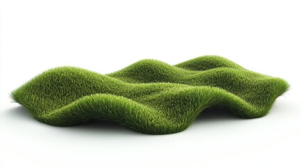 Fototapeta premium Lush green grass forming wavy hills isolated on white background.