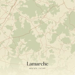 Retro map of Lamarche, Grand Est, France. Vintage street map.