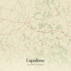 Retro map of Lapalisse, Auvergne-Rh�ne-Alpes, France. Vintage street map.