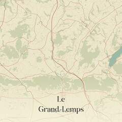 Obraz premium Retro map of Le Grand-Lemps, Auvergne-Rh�ne-Alpes, France. Vintage street map.