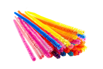 Colorful Chenille Sticks Craft Pipe Cleaners for Creative Projects Isolated on White Background