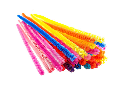 Colorful Chenille Sticks Craft Pipe Cleaners for Creative Projects Isolated on White Background