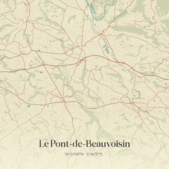 Retro map of Le Pont-de-Beauvoisin, Auvergne-Rh�ne-Alpes, France. Vintage street map.