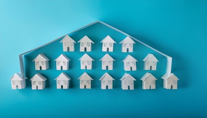 지역사회 복지 활동을 나타내는 집합체 형태의 종이인형들