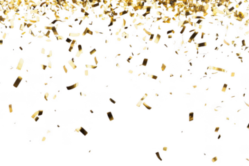 Golden Confetti Falling Gracefully on Black Background, Celebration Theme