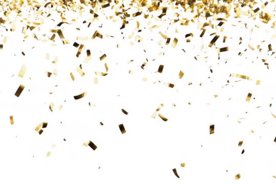 Golden Confetti Falling Gracefully on Black Background, Celebration Theme