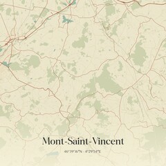 Obraz premium Retro map of Mont-Saint-Vincent, Bourgogne-Franche-Comt�, France. Vintage street map.