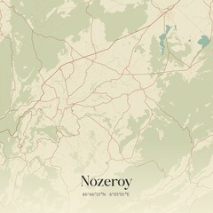 Retro map of Nozeroy, Bourgogne-Franche-Comt�, France. Vintage street map.