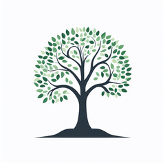 Fototapeta premium AI generative. Flat design of silhouette of tree on white background. 23