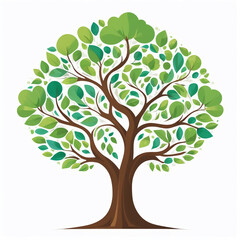 AI generative. Flat design of silhouette of tree on white background. 20