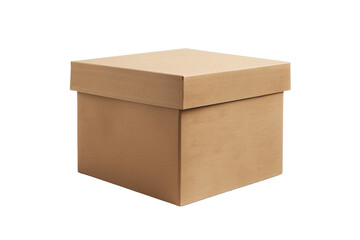 Plain Brown Cardboard Box Isolated on a White Transparent Background for Versatile Use in Packaging and Storage