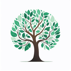 AI generative. Flat design of silhouette of tree on white background. 12
