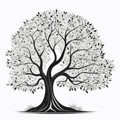 Fototapeta premium AI generative. Flat design of silhouette of tree on white background. 7