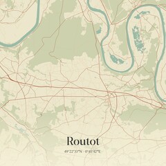 Obraz premium Retro map of Routot, Normandie, France. Vintage street map.
