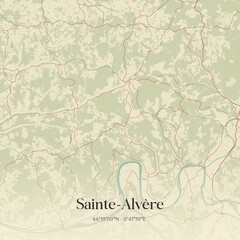 Fototapeta premium Retro map of Sainte-Alv�re, Nouvelle-Aquitaine, France. Vintage street map.