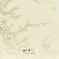 Retro map of Saint-Firmin, Provence-Alpes-C�te d'Azur, France. Vintage street map.