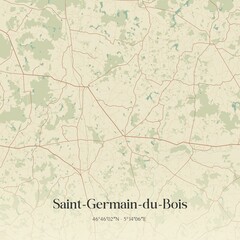 Retro map of Saint-Germain-du-Bois, Bourgogne-Franche-Comt�, France. Vintage street map.