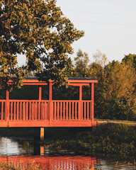 Red Bridge Over Water