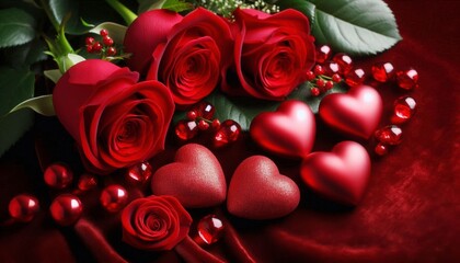 Valentine - hearts and roses