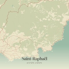 Naklejka premium Retro map of Saint-Rapha�l, Provence-Alpes-C�te d'Azur, France. Vintage street map.