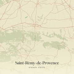 Fototapeta premium Retro map of Saint-R�my-de-Provence, Provence-Alpes-C�te d'Azur, France. Vintage street map.