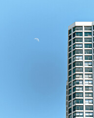 Skyscraper and Crescent Moon