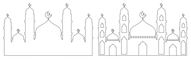 Big Mosque Collection with Silhouette Variants in Monochrome Blue Color