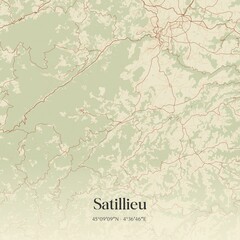 Retro map of Satillieu, Auvergne-Rh�ne-Alpes, France. Vintage street map.
