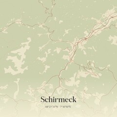 Retro map of Schirmeck, Grand Est, France. Vintage street map.