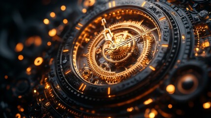 Steampunk Watch with Intricate Gears and Golden Accents. Generative AI