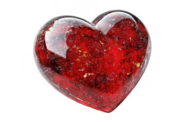 Red Heart Shines Brightly on Black Background with Love and Romance Theme.