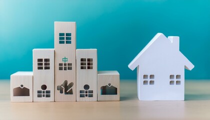 복지시설을 나타내는 건물들과 그 주변의 아이템들이 포함된 종이인형