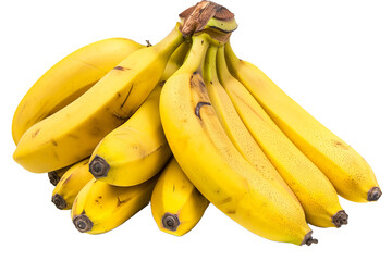 Bunch of Ripe Bananas Isolated on a White Transparent Background Ready for Culinary Use