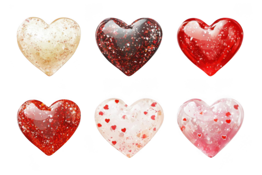 Shiny Hearts Sparkle with Glitter and Romance on Black Background, Valentine's day theme.