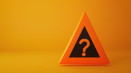 A vibrant orange triangular sign with a black question mark stands against a matching background, creating a striking visual of uncertainty and inquiry.